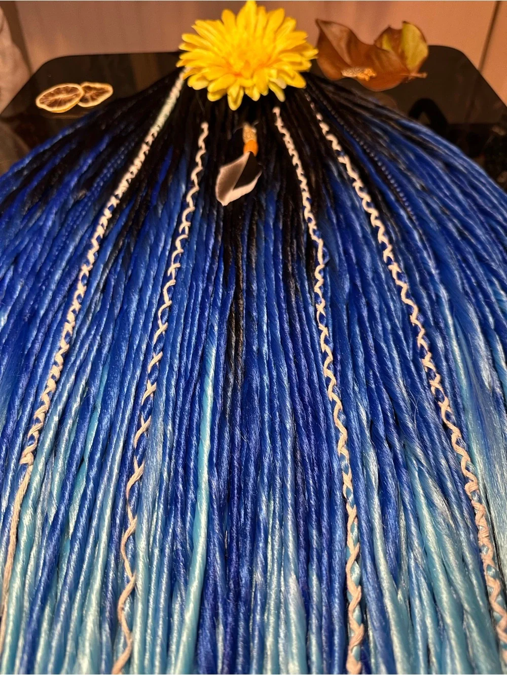 Blue Ombre Synthetic Dreadlock Extensions with Full New 60 DE Dreadlocks